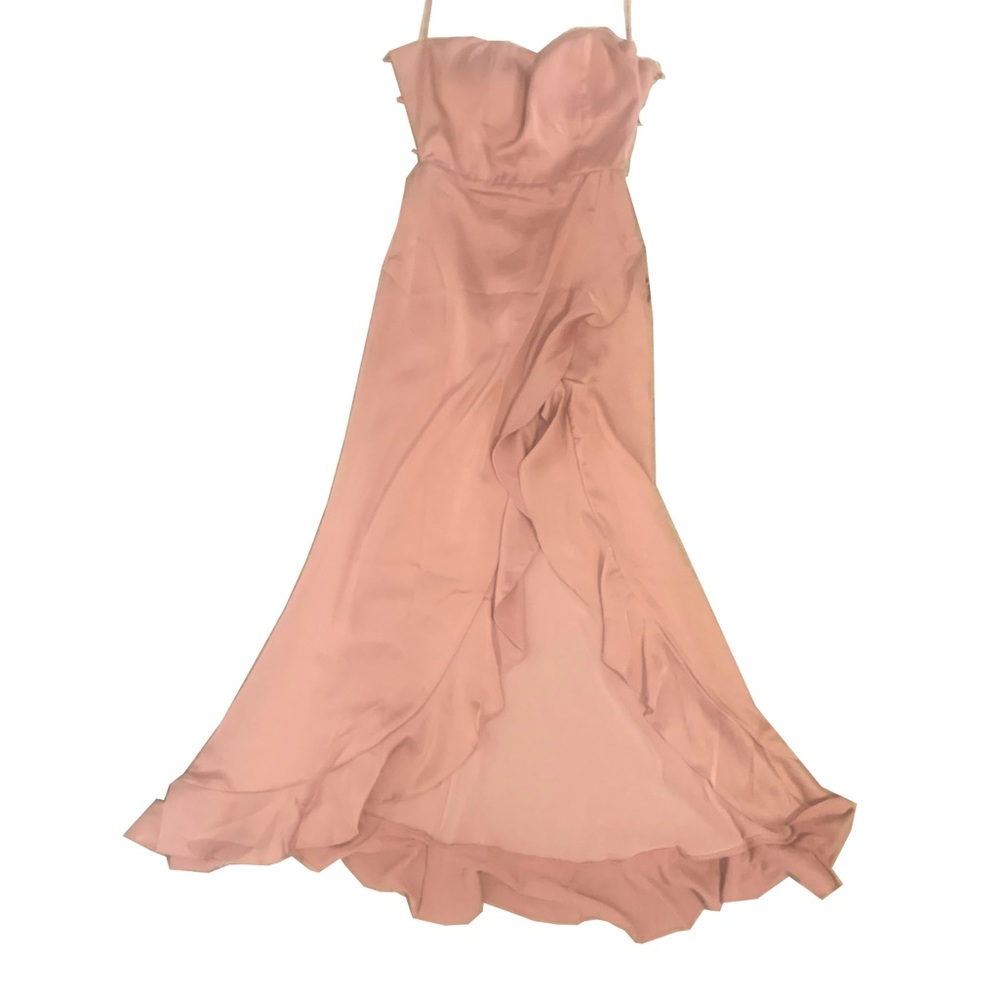 Spaghetti Strap Blush Pink Ruffle Maxi Dress